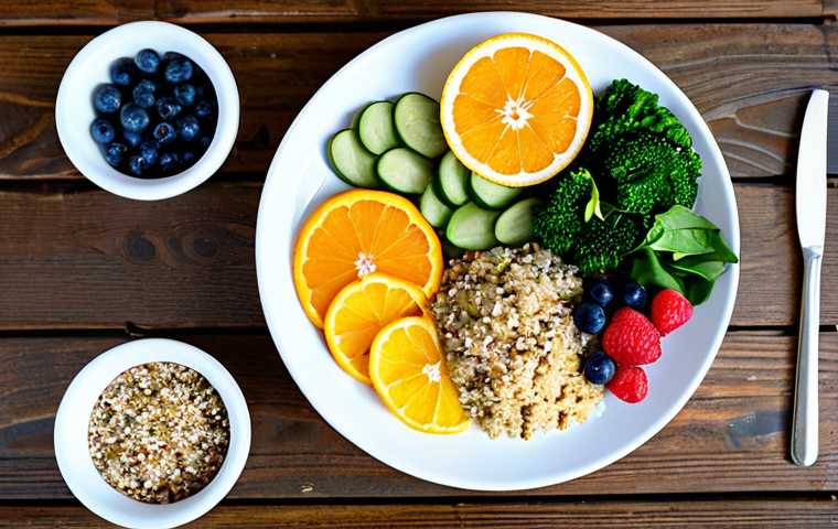 환경과 유전자 상호작용 - The Healthy Plate**
A vibrant, overhead shot of a balanced meal showcasing fresh, whole foods. Incl...